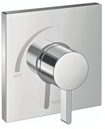 hansgrohe Ecostat Square Modern Pressure Balance Shower Valve Trim in Chrome, 15724001