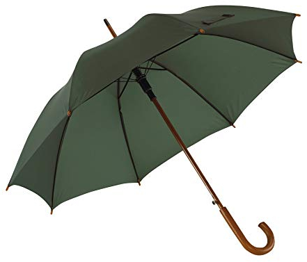 Notrash2003 - Parapluie automatique en bois - Avec crochet rond incurvé - Poignée en bois de 103 cm de diamètre, Dunkelgrün, 103 cm