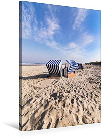 Premium Textil-Leinwand 50 x 75 cm Hoch-Format Strandkörbe am Nordstrand | Wandbild, HD-Bild auf Keilrahmen, Fertigbild auf hochwertigem Vlies, Leinwanddruck von Andrea Dreegmeyer