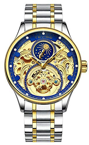 LULI Automatique étanche Hommes Skeleton mécanique Montre Tourbillon (Color : 7)