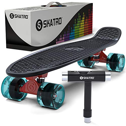 Skatro - Mini-Cruiser-Skateboard. 22 Zoll Kunststoff-Board im Retro-Stil, komplett mit