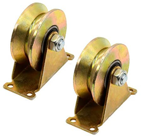 2 Stück Schiebetor-Räder,50mm Schiebetor-Räder,V-Nut-Stahl-Lenkrolle,Stahl-U-Rillen-Räder,V-Förmige Schiene Rollen,V-Groove Wheel,Schwerlastrollen,für Invertierte Schienen,Industriemaschinen,Rolltore