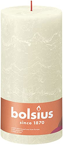 Bolsius Rustik Stumpenkerze XXL - Elfenbein - 4 Stück - 20 x 10 cm - Dekorative kerzen - Länge Brenndauer 125 Stunden - Unparfümierte - Enthält Natürliches Pflanzenwachs - Ohne Palmöl