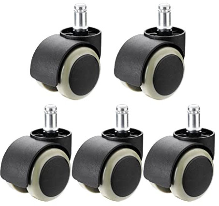 Lenkrollen 50mm, Möbelrollen, Bürostuhlrollen, DIY Ersatz-PVC-schwenkrollen, Schwarz/Grau, 5 Stück, Leise/Verschleißfest Rollen Für Möbel, Schwerlastrollen, Lenkrollen Klein,Grey-Circlip