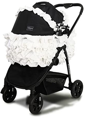 Hundewagen Hundebuggy Faltbarer Deluxe-Kinderwagen Mit Rock, Tragbares Haustier-Reisesystem Mit 4 Rädern Für Kleine Und Mittelgroße Katzen Und Hunde
