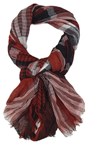 Ella Jonte Herrenschal Rot 100% Viskose Schal Gestreift 180x90 cm - Ganzjahresschal für Business & Freizeit