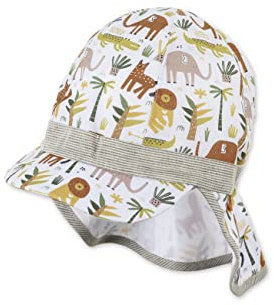 Sterntaler Unisex barn skärmmössa nackskydd djur barnmössa, vit, normal, Vit
