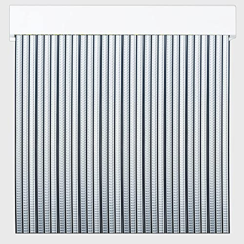 Pertoni Tende Rideaux d'extérieur en plastique PVC et barre en aluminium Noir/transparent Largeur 120 cm x 210 cm Longueur
