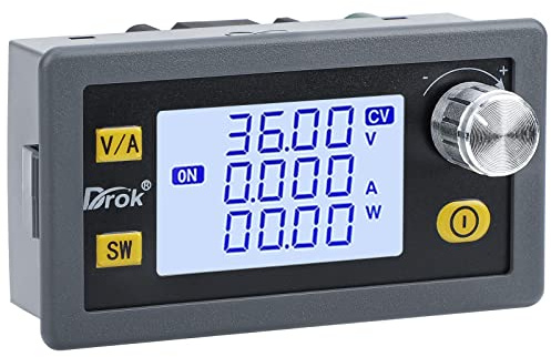 DROK Buck Boost Converter, DC 6-36V to 0.6-36V Adjustable Voltage Regulator 5A 80W Step Up Step Down Converter, LCD Display Power Supply for Solar Panel RV