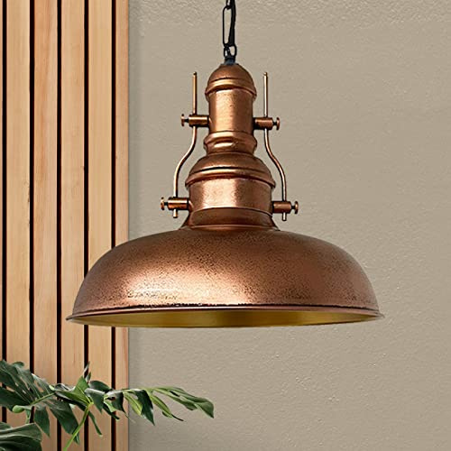 bamyum Nota Hängelampe Kupferfarbe Ø30 cm Industrial Design Pendelleuchte, Vintage Metall E27 Hängelampe Esstisch Wohnzimmerlampe Küchenlampe Hängend Lampe Wohnzimmer