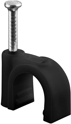 goobay 64682 Serre-câbles, Jeu de 100 / Support de câbles pour Fixation de câbles jusqu'à 9mm de diamètre/Serre-câbles avec Clou pour Mur, Coins et Montage en saillie / 100 pièces/Noir