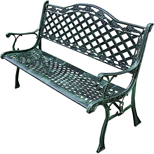 Terrassenbank, Parkbank, Outdoor-Gesprächscouch, Outdoor-Park, Terrassenbänke, Metall-Gusseisen-Bänke sind korrosionsbeständig, rostfrei, Retro-Schnitzerei