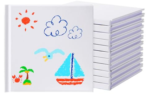 ZMCYN 12-pack vit inbunden tom bok 12,7 x 12,7 cm, inbunden tom bok för barn att skriva berättelser, inbunden skissböcker dagbok (vit, 22 ark/44 sidor varje anteckningsbok)