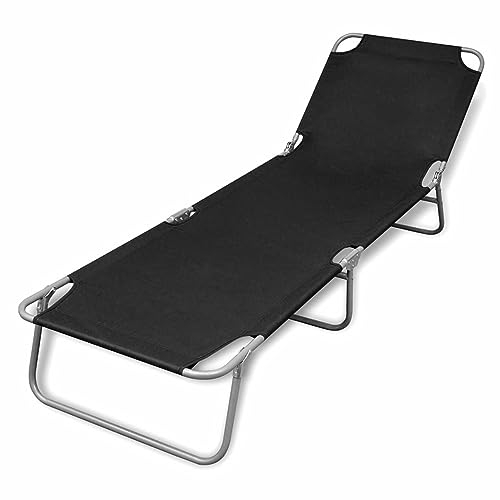 ZEYUAN Sonnenliege Klappbar mit Rückenlehne Verstellbar, Gartenliege, Liegestuhl, Sonnenstuhl, Sonneninsel Outdoor, Liegen, Gartenmöbel, Bäderliege, Relaxliege, Schwarz