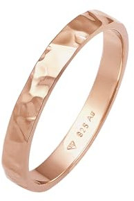 Elli Ring Damen Band Basic Fein Gehämmert Trend in 925 Sterling Silber