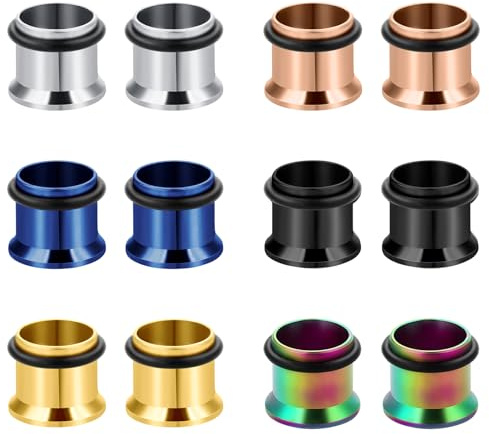 WillTen 12PCS Ohr Plug Tunnel 12mm, Dehnstäbe Set, Body Piercing Expanderd Schmuck für Frauen Mädchen
