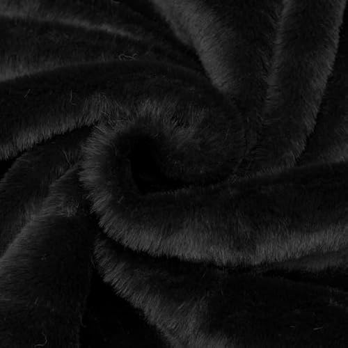 STOFFKONTOR Fellimitat Kunstfell Stoff Super Soft - Meterware, Farbe Schwarz - zum Nähen von Bekleidung und Homeaccessoires