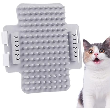 Massage Ecke Katze Bürste Eck Massagekamm Katzen Ecke Fellpflege Bürste mit Riemen Hund Haustier Massagegerät für Langes Kurzes Katzenfell Haarentfernung (Grau)