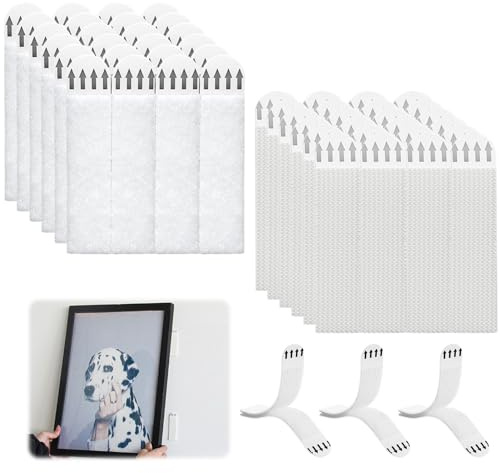 Strisce per appendere quadri, 24 paia (48 strisce), mediamente resistenti, senza chiodi, nessun danno, adesivo da parete, per cornici fotografiche, poster