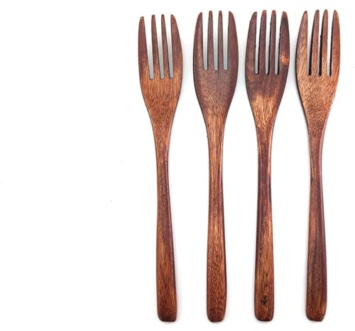 Dessert Forks TEIDEA Dinner Forks Natural Wood Fork Cutlery Tableware Creative Handmade Fruit Salad Dessert Fork Dinner Forks