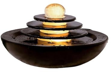 Wasserfallbrunnen für den Schreibtisch, Wasserspiel „Glück und Wohlstand“ – moderner luxuriöser Kugelbrunnen mit Zeitumkehr, zirkulierende Wasserlandschaft im Innenbereich, elegantes Dekor für das Wo