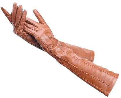 Damen-Schaffellhandschuhe, Warme, Lange Lederhandschuhe Für Den Winter Champagne 6.5