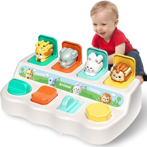 starfa lab Baby Spielzeug Pop Up ab 12 Monate, Motorikspielzeug Activity Center mit Tieren, Entwicklung Ursache und Wirkung Lernspielzeug Jungen Mädchen Baby Sensory Kleinkinder Geschenk