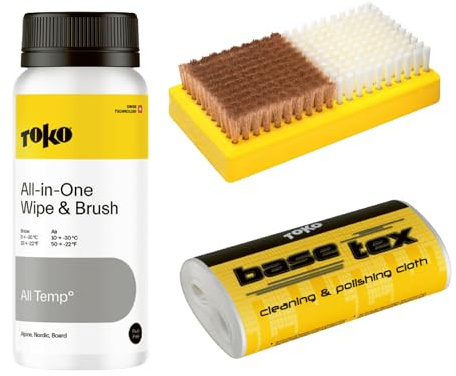 TOKO All-in-One Wipe and Brush Kit, Skiwachs Set ohne Bügeleisen, 250 ml | für einfache Pflege ohne Bügeleisen. Für alle Schneearten & Temperaturen.