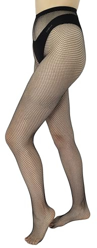 MANA MANA Medias de red para mujer, medias de red Nero, medias de red sin costuras, medias de cintura alta para mujer, medias de muslo, fabricadas en Italia