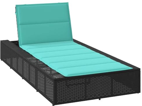vidaXL Sonnenliege mit schwebender Auflage Schwarz Poly Rattan, Sonnenbett, Gartenliege, Lounge Bett, Tagesbett, Chaiselongue, Poly Rattan Sonnenliege