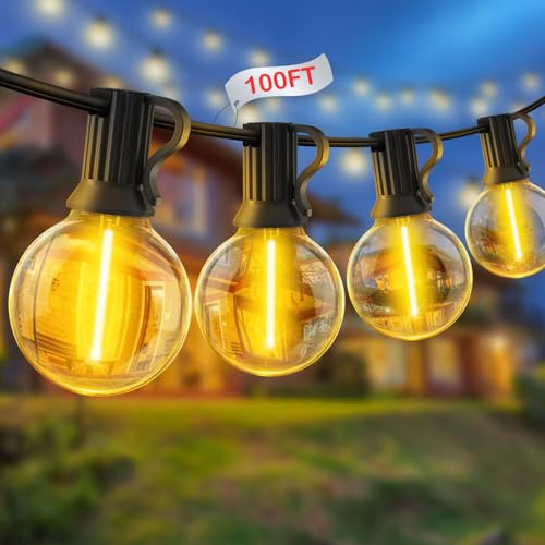 YRATERVSR Guirnalda-Luces-Exterior-Jardín-Led 30M G40 Bombillas 100ft Luz Exteriores Guirnaldas IP44 Impermeable Conectable para Fiesta Pergolas