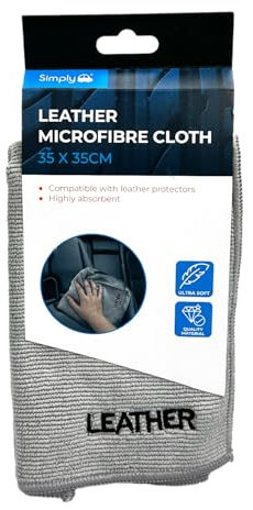 Simply Auto Leather Microfibre Cloth, Preserve Luxurious Leather, Removes Dirt and Debris, Perfect for Leather Seats, Interiors and Accessories For Cars, Motorbikes, Vans 35x35cm