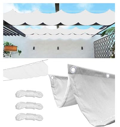 Vela Ombreggianti Onda Retrattile 4x5M Tenda da Sole per Esterno Vele Ombreggiante Impermeabile Telo Parasole con Occhiellato Protezione UV Tenda Vela per Giardino Balcone Terrazza Bianco