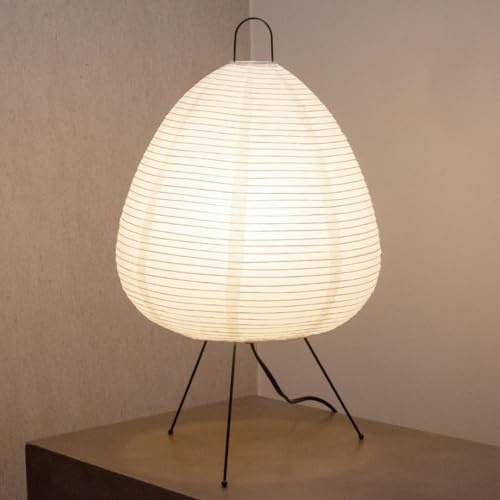 himmel Reispapier Tischlampe, 3000K Birne eingeschlossen in handgefertigte runde japanische Akari Lampen Weiße Papier Laterne Schreibtischlampe mit Wabi Sabi Papierschatten für Schlafzimmer