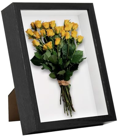 3D Shadow Box, 16.6*22cm Shadow Box Frame, Deep Box Frames MDF Wooden 3D Shadow Box Frame for Crafts Objects Photos Artworks Memories Flowers Crafts (Black)