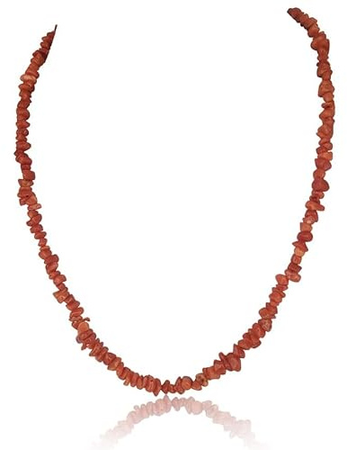 PERORNO Collar de Coral Rojo Auténtico, Cierre de Oro Amarillo 18K, 42 cm long, para Mujer