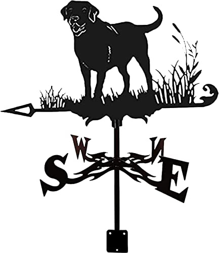 YXKJHH Banderuola segnavento Labrador, banderuola segnavento Segugio, sagoma di Cane, Strumenti di misurazione con Rivestimento antiruggine per Decorazioni da Esterno con Staffa per Anima