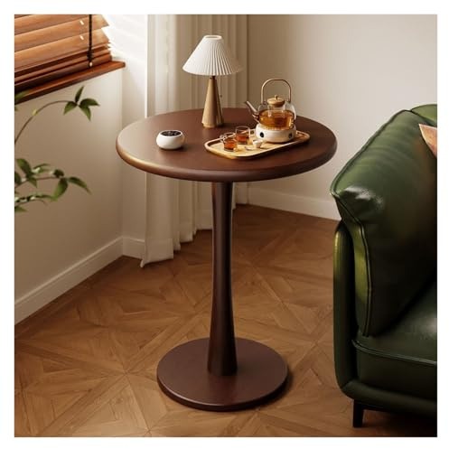 CASOME Table D'appoint Vintage en Bois Massif, Couleur Noyer, Style Campagne Française, 47 X 56 X 30 Cm – Élégante Table D'appoint pour Salon, Chambre Et Balcon.(C)