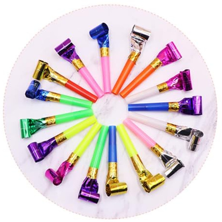 ZUNOXAZ 100 Piezas Unidades Silbatos de Fiesta Infantiles Juguetes Ruidosos para Cumpleaños Colores Aleatorios Portátil Color Aleatorio