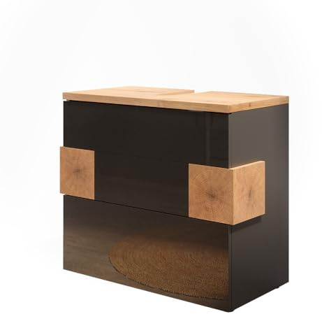 Vicco Waschbeckenunterschrank Eden, Anthrazit, 70 x 64.5 cm | mit 2 Schubladen, zur Wandmontage mit variabler Innenaufteilung