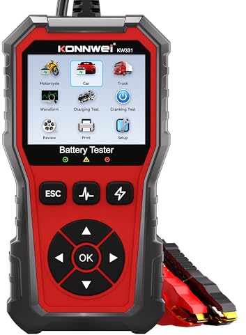 KONNWEI KW331 Testeur de Batterie avec Impression Cloud 10-2000 CCA 6V 12V 24V AGM Lithium Gel Batterie Analyseur Numérique Alternateur Système de Charge et Démarrage Voiture Moto Camions Marrine