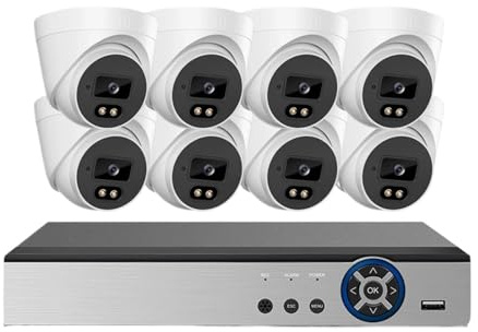 4K POE IP Security Camera Kit 8CH NVR 8MP Indoor Home Color Night Vision CCTV Dome Video Surveillance System(None,10CH NVR 8pcs cam)