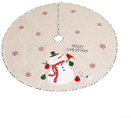 QuivyLivy Christmas Tree Skirt 110cm, Linen Xmas Tree Skirt Beige, Diameter Festive Tree Base Cover for Holiday Decor, Needle Resistant & Elegant Tree Dressing