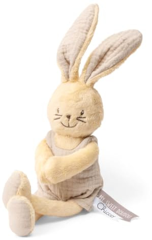 Chicco Peluche Nouveau-né en Velours Doux Lapin, Jeu Interactif avec Tintement Sensoriel et Velcro, Différentes Textures pour Le Développement Tactile, Cadeau de Naissance, 0 Mois