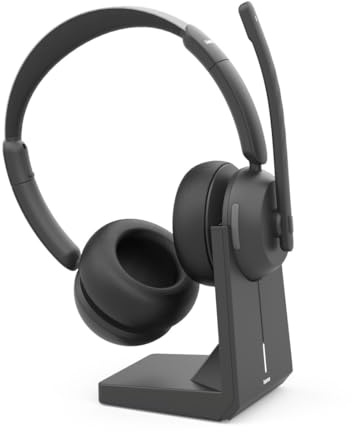 Bluetooth Headset BT-800 (Wireless Headset, On Ear, mit Ladestation, Kopfhörer, Multipoint, Mono und Stereo, 30 Stunden Akkulaufzeit, Verstellbarer Mikrofonarm, Multifunktionstaste, kabellos) schwarz