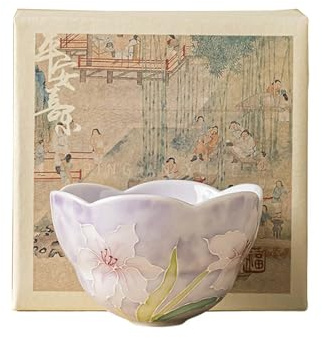 81ml-2.5oz dipinte a mano intagliato viola giglio tazze da tè maestro ceramica tè kung fu set da tè-[scatola]
