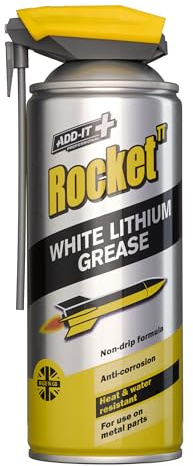 Rocket TT White Lithium Grease 400 ml – Non-Drip, Heat & Water Resistant, Anti-Corrosion Lubricant for Hinges, Gears, Metal & Plastic Applications