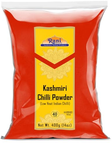 Rani Kashmiri Chilli Powder (Deggi Mirch, Low Heat) Ground Indian Spice 14oz (400g) ~ All Natural, Salt-Free | Vegan | No Colors | Gluten Friendly | NON-GMO | Kosher | Indian Origin