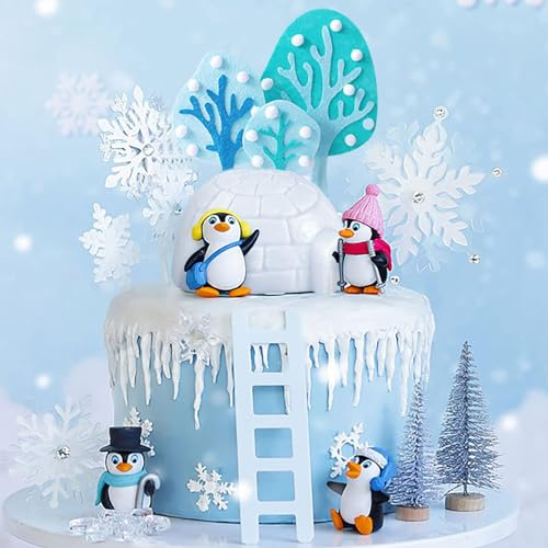 JeVenis Winter Pinguin Kuchen Dekoration Winter Onederland Kuchen Dekoration Schneeflocke Kuchen Dekoration Winter Onederland Party Supplies