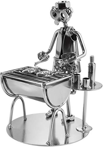 BRUBAKER Schraubenmännchen Barbecue Grill - Grillmeister Fisch - Handarbeit Eisenfigur Metallmännchen - Metallfigur Geschenkidee für Köche und Griller